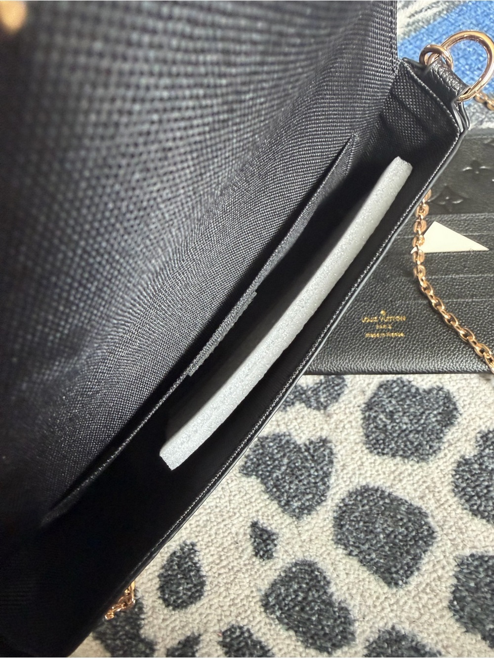 Louis. Vuitton. Black Embossed Crossbody Purse with Gold Chain - Picture 3 of 7